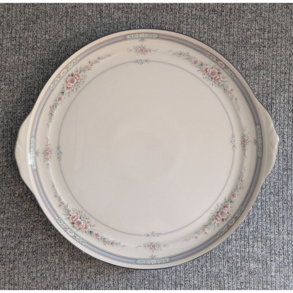 Noritake "Rothschild" Ivory China, Handled Cake Plate/Platter, Platinum Trim EUC - Picture 2 of 4
